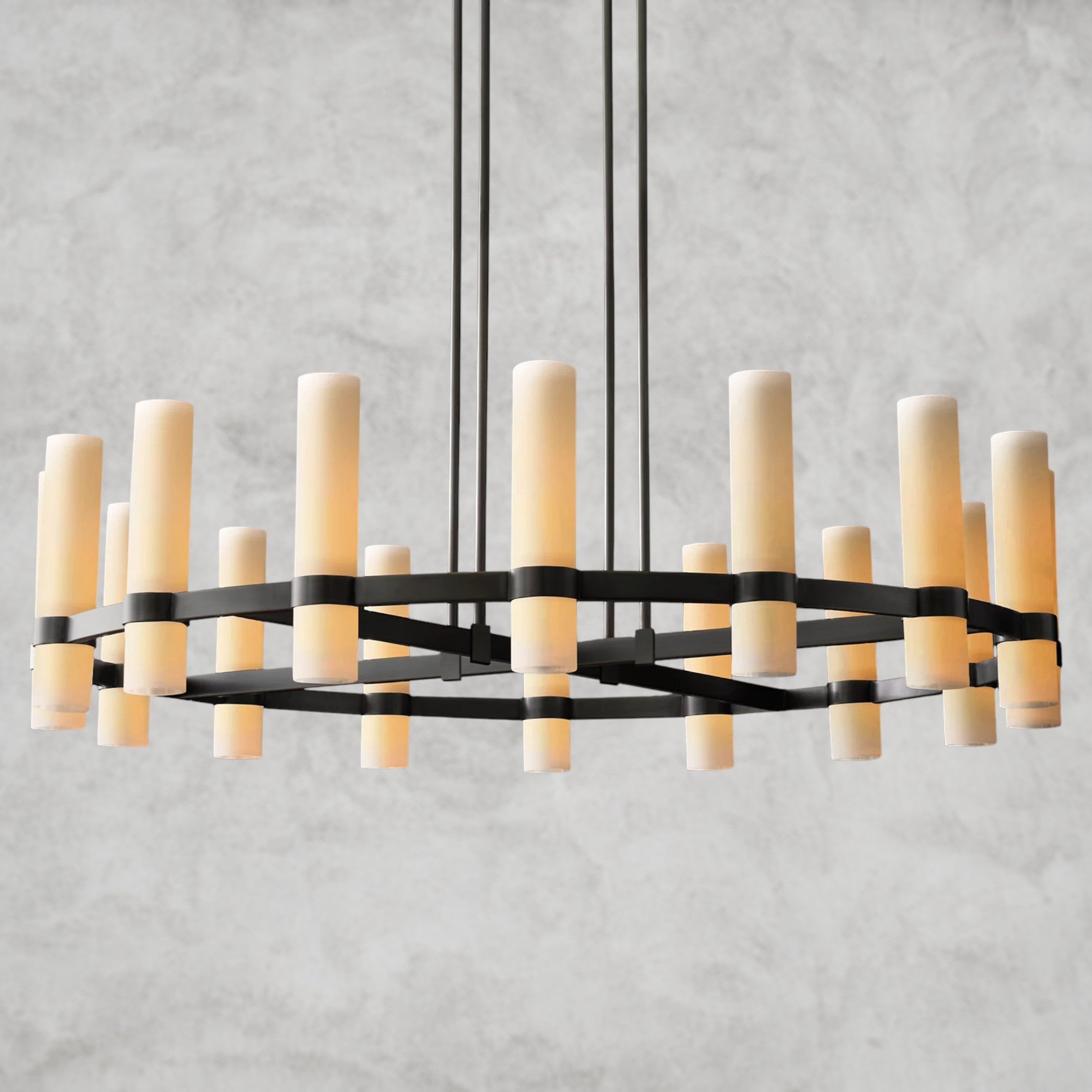 Ravelle Round Milk Glass Chandelier 36", 48", 60"